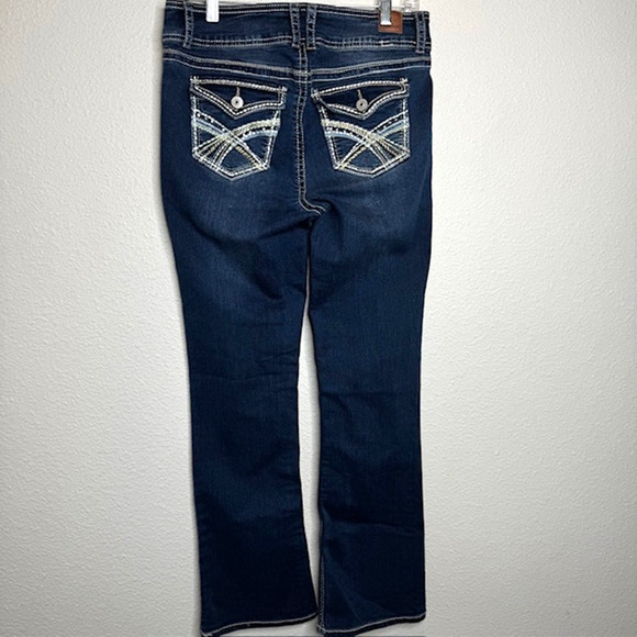 Mid Rise Y2K Heritage Curvy Fit Embroidered Bootcut Jeans Sz 11 - Picture 4 of 14
